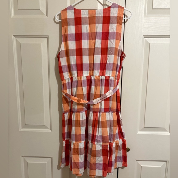 J. Crew Faux-wrap sleeveless mini dress Bohemian Red Wildfire plaid Size 10 - Picture 8 of 8